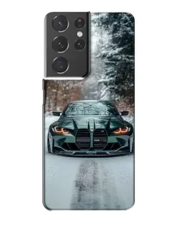 Чехол для Samsung Galaxy S21 Plus с картинкой «BMW в зимнем лесу»