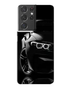 Чехол для Samsung Galaxy S21 Plus с картинкой «Черная BMW — профиль»