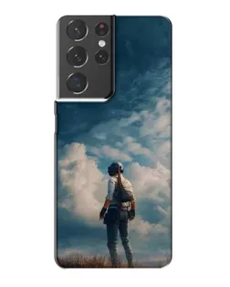 Чехол для Samsung Galaxy S21 Plus с картинкой «Герой PUBG на скале»