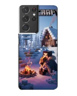 Чехол для Samsung Galaxy S21 Plus с картинкой «Зимний Minecraft»