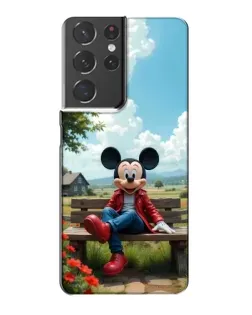 Чехол для Samsung Galaxy S21 Plus с картинкой «Микки на скамейке»