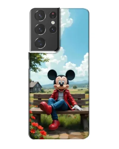 Чехол для Samsung Galaxy S21 Plus с картинкой «Микки на скамейке»