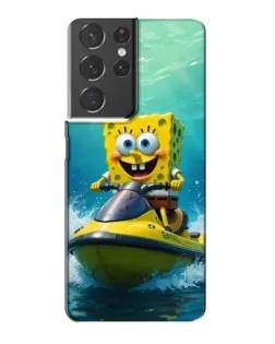 Чехол для Samsung Galaxy S21 Plus с картинкой «Спанч Боб на гидроцикле»