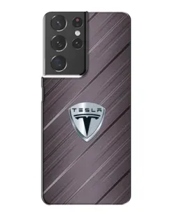 Чехол для Samsung Galaxy S21 Plus с картинкой «Металлическая текстура Tesla»