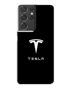 Чехол для Samsung Galaxy S21 Plus с картинкой «Tesla White Logo»