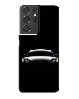 Чехол для Samsung Galaxy S21 Plus с картинкой «Фары Tesla Night»