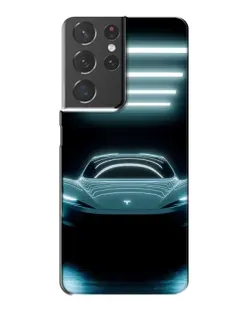 Чехол для Samsung Galaxy S21 Plus с картинкой «Tesla в неоне»