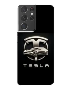 Чехол для Samsung Galaxy S21 Plus с картинкой «Tesla — серебристое авто»