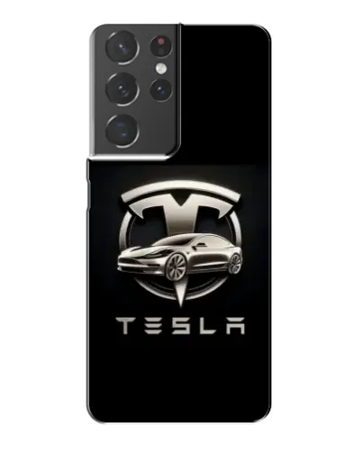 Чехол для Samsung Galaxy S21 Plus с картинкой «Tesla — серебристое авто»
