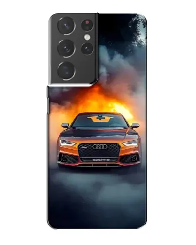 Чехол для Samsung Galaxy S21 Plus с картинкой «Audi в огненном дыму»