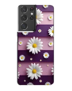 Чехол для Samsung Galaxy S21 Plus с картинкой «Ромашки на фиолетовом»