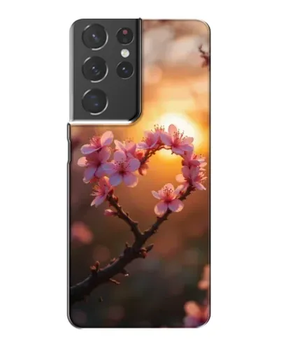 Чехол для Samsung Galaxy S21 Plus с картинкой «Розовый цвет сердце на фоне заката»