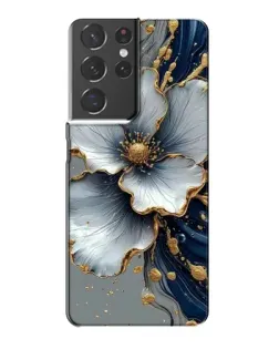 Чехол для Samsung Galaxy S21 Plus с картинкой «Белый цветок и золотой флюид»