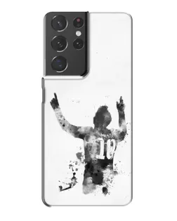 Чехол для Samsung Galaxy S21 Plus с картинкой «Черно-белый силуэт Месси» Чехол для Samsung Galaxy S21 Plus с картинкой «Черно-белый силуэт Месси»