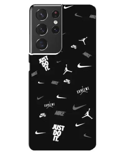 Чехол для Samsung Galaxy S21 ultra с картинкой «Nike Black Pattern»