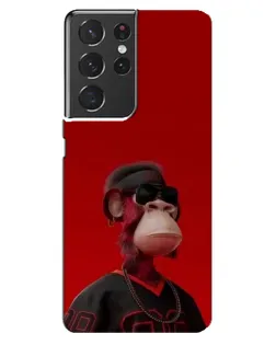 Чехол для Samsung Galaxy S21 ultra с картинкой «Bored Ape в красном» Чехол для Samsung Galaxy S21 ultra с картинкой «Bored Ape в красном»