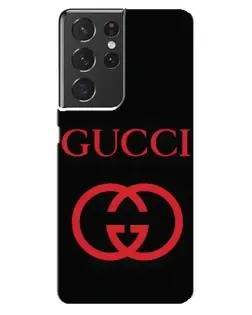 Чехол для Samsung Galaxy S21 ultra с картинкой «Gucci — красный логотип»