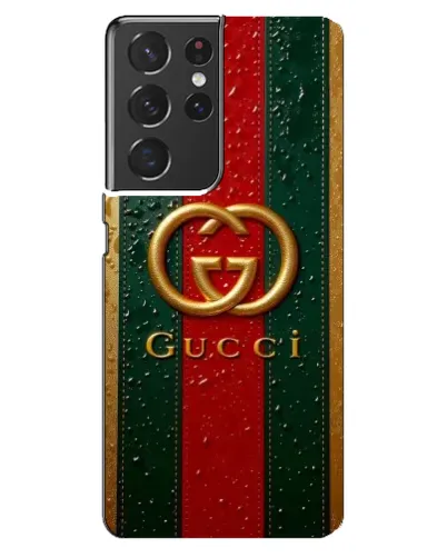Чехол для Samsung Galaxy S21 ultra с картинкой «Gucci — фирменная полоса и золото» Чехол для Samsung Galaxy S21 ultra с картинкой «Gucci — фирменная полоса и золото»