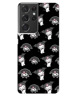Чехол для Samsung Galaxy S21 ultra с картинкой «Черный паттерн Kuromi»