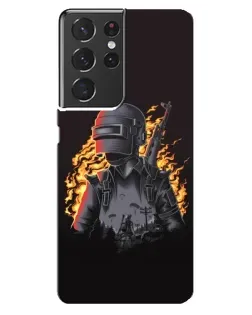 Чехол для Samsung Galaxy S21 ultra с картинкой «PUBG — огненный силуэт» Чехол для Samsung Galaxy S21 ultra с картинкой «PUBG — огненный силуэт»