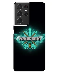 Чехол для Samsung Galaxy S21 ultra с картинкой «Minecraft Diamond лого» Чехол для Samsung Galaxy S21 ultra с картинкой «Minecraft Diamond лого»