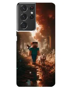 Чехол для Samsung Galaxy S21 ultra с картинкой «Стив в лесу» Чехол для Samsung Galaxy S21 ultra с картинкой «Стив в лесу»