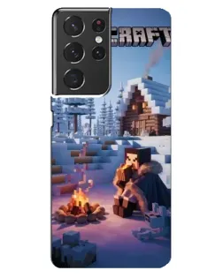 Чехол для Samsung Galaxy S21 ultra с картинкой «Зимний Minecraft» Чехол для Samsung Galaxy S21 ultra с картинкой «Зимний Minecraft»
