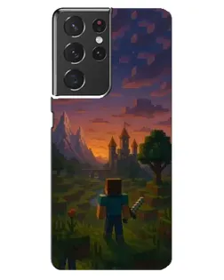 Чехол для Samsung Galaxy S21 ultra с картинкой «Стив у башни» Чехол для Samsung Galaxy S21 ultra с картинкой «Стив у башни»