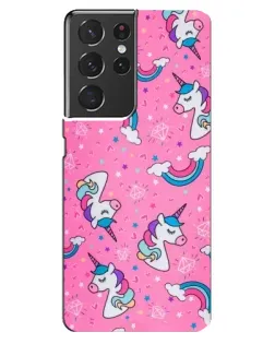 Чехол для Samsung Galaxy S21 ultra с картинкой «Unicorn паттерн розовый»