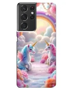 Чехол для Samsung Galaxy S21 ultra с картинкой «Радуга и единороги»