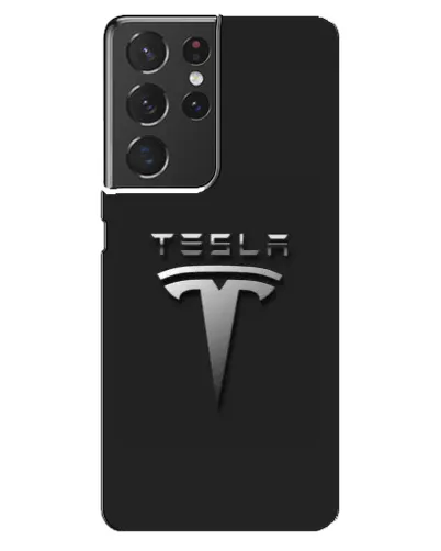 Чехол для Samsung Galaxy S21 ultra с картинкой «Стальной логотип Tesla»