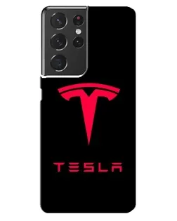 Чехол для Samsung Galaxy S21 ultra с картинкой «Tesla Red Logo» Чехол для Samsung Galaxy S21 ultra с картинкой «Tesla Red Logo»