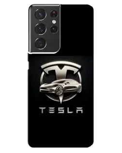 Чехол для Samsung Galaxy S21 ultra с картинкой «Tesla — серебристое авто» Чехол для Samsung Galaxy S21 ultra с картинкой «Tesla — серебристое авто»