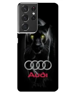Чехол для Samsung Galaxy S21 ultra с картинкой «Пантера и Audi» Чехол для Samsung Galaxy S21 ultra с картинкой «Пантера и Audi»