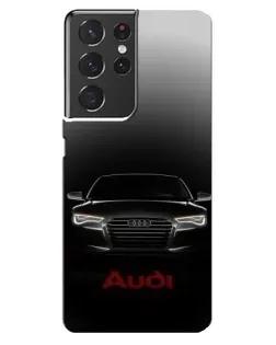 Чехол для Samsung Galaxy S21 ultra с картинкой «Audi — градиентный контур» Чехол для Samsung Galaxy S21 ultra с картинкой «Audi — градиентный контур»
