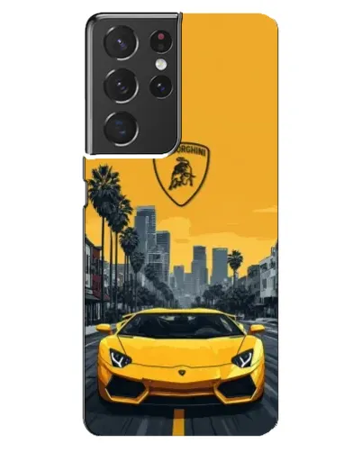 Чехол для Samsung Galaxy S21 ultra с картинкой «Желтый Lamborghini город»