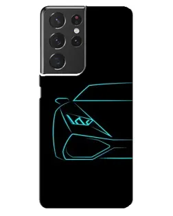 Чехол для Samsung Galaxy S21 ultra с картинкой «Голубой силуэт Lamborghini»
