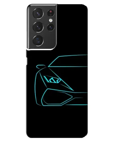 Чехол для Samsung Galaxy S21 ultra с картинкой «Голубой силуэт Lamborghini»