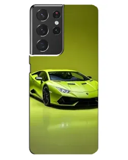 Чехол для Samsung Galaxy S21 ultra с картинкой «Салатовый Lamborghini Huracan»