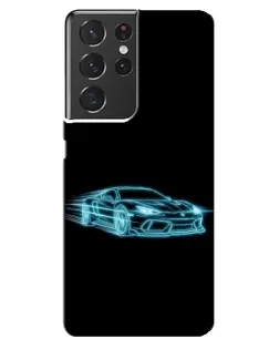 Чехол для Samsung Galaxy S21 ultra с картинкой «Неоновый контур Lamborghini»