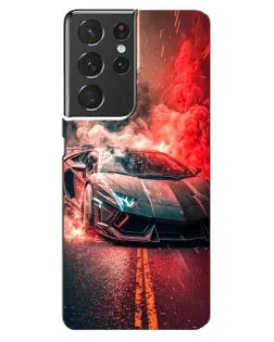 Чехол для Samsung Galaxy S21 ultra с картинкой «Lamborghini красный дым»
