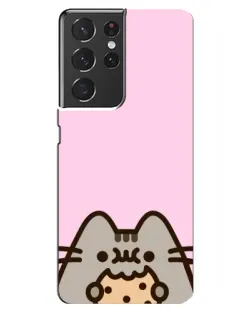 Чехол для Samsung Galaxy S21 ultra с картинкой «Pusheen и печенье»