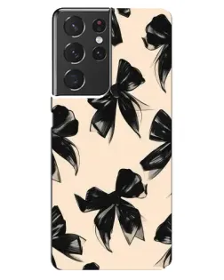 Чехол для Samsung Galaxy S21 ultra с картинкой «Паттерн черные банты»