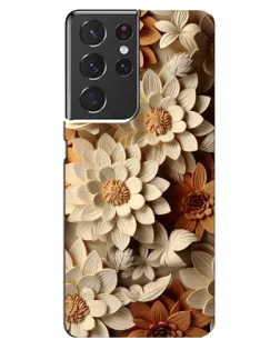 Чехол для Samsung Galaxy S21 ultra с картинкой «Бежевый флористический декор»