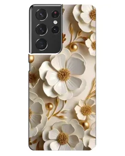 Чехол для Samsung Galaxy S21 ultra с картинкой «Белие бумажние  цвети»
