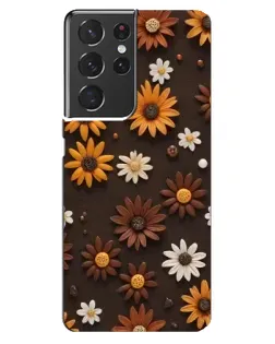 Чехол для Samsung Galaxy S21 ultra с картинкой «Узор из маленьких подсолнухов»