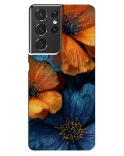 Чехол для Samsung Galaxy S21 ultra с картинкой «Яркая сине-оранжевая флора»