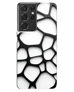 Чехол для Samsung Galaxy S21 ultra с картинкой «Белая объемная сетка»