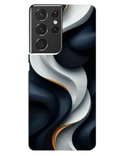 Чехол для Samsung Galaxy S21 ultra с картинкой «Объемные черно-белые ленты»
