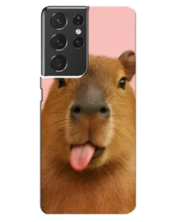 Чехол для Samsung Galaxy S21 ultra с картинкой «Капибара с языком»
